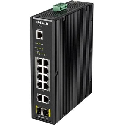 Picture of D-Link DIS-200G-12PS Ethernet Switch - 10 Ports - Manageable - 2 Layer Supported - Modular - 2 SFP Slots - Twisted Pair, Optical Fiber - Wall Mountable, Rack-mountable, DIN Rail Mountable - Lifetime Limited Warranty