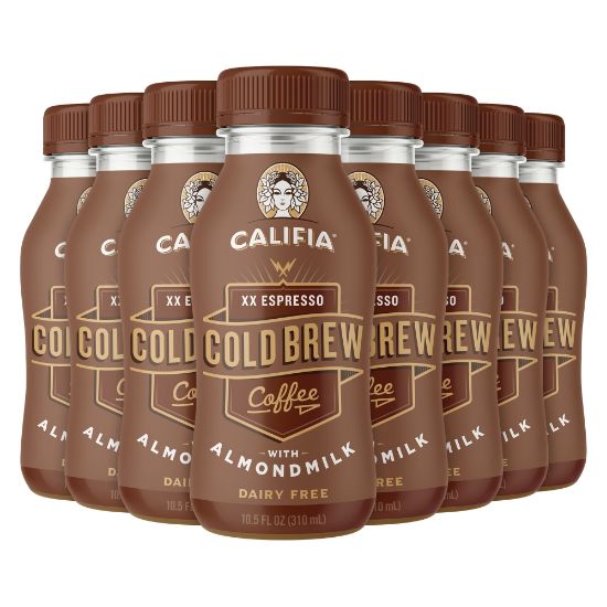 Picture of Califia Farms Cold Brew Coffee XX Espresso With Almond Milk, Classic Roast, 10.5 Oz Per Bag, Carton Of 8 Bags