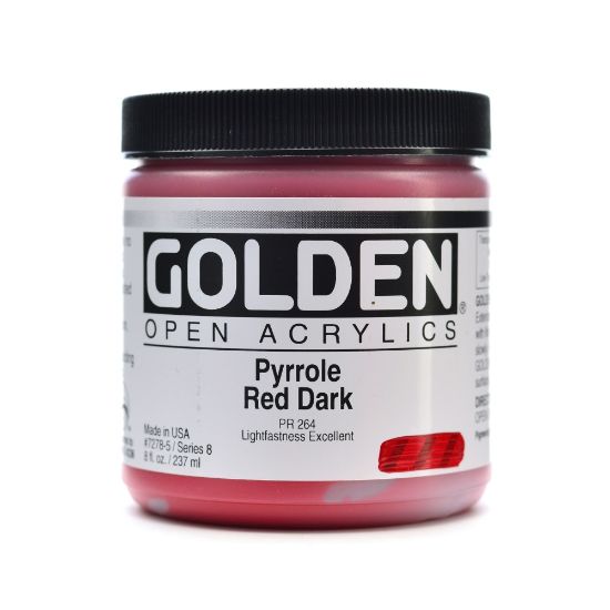 Picture of Golden OPEN Acrylic Paint, 8 Oz Jar, Pyrrole Red Dark