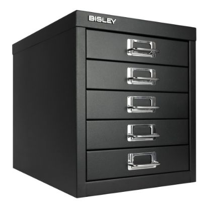 Picture of Bisley 15inD Vertical 5-Drawer File Cabinet, Black