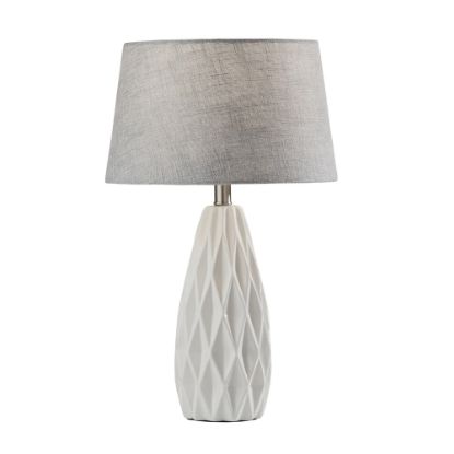 Picture of Adesso Simplee Joan 2-Piece Table Lamp Set, Light Grey Shades/White Bases