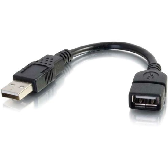 Picture of C2G 6in USB Extension Cable - USB 2.0 to USB - M/F - Provides a convenient way to connect a USB device with a fixed USB output