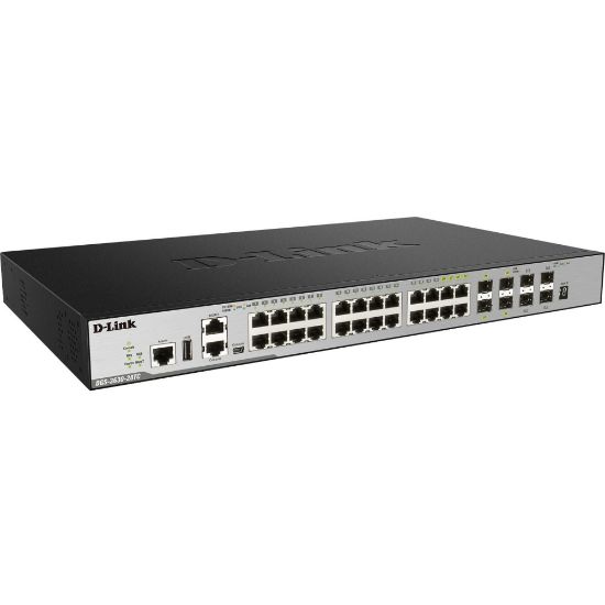 Picture of D-Link 28-Port Layer 3 Stackable Managed Gigabit Switch including 4 10GbE Ports - 24 Ports - Manageable - Gigabit Ethernet, 10 Gigabit Ethernet - 10/100/1000Base-TX, 10GBase-SR, 10GBase-LR, 1000Base-LX, 1000Base-SX, 10GBase-LRM - 3 Layer Supported