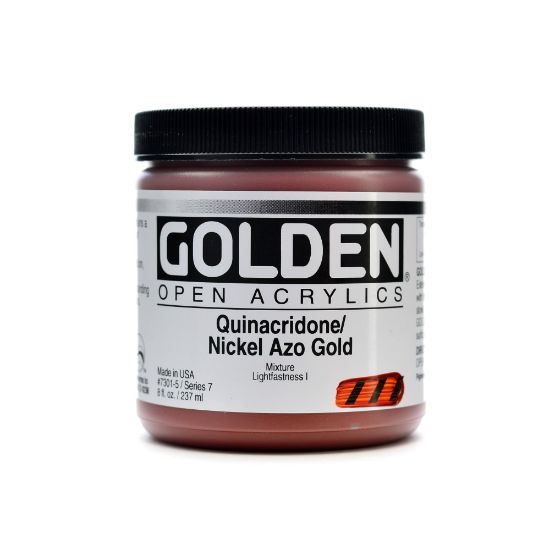 Picture of Golden OPEN Acrylic Paint, 8 Oz Jar, Quinacridone/Nickel Azo Gold