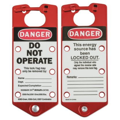 Picture of Labeled Lockout Hasps, 3 in W x 7 1/4 in L, Red