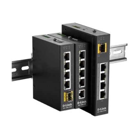 Picture of D-Link DIS 100G-5SW - Switch - unmanaged - 4 x 10/100/1000 + 1 x 100/1000 SFP - DIN rail mountable, wall-mountable