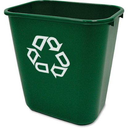 Picture of Rubbermaid Commercial Deskside Recycling Container - 7.03 gal Capacity - Rectangular - 15in Height x 10.2in Width - Plastic - Green - 12 / Carton