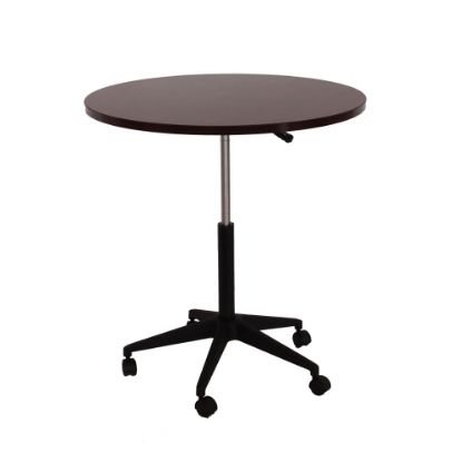 Picture of Boss Mobile Round Height-Adjustable Table, Mahogany/Black