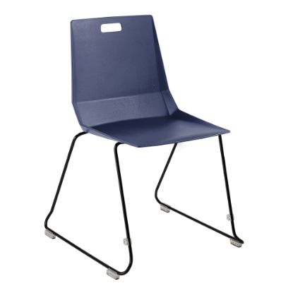 Picture of National Public Seating LuvraFlex Polypropylene Stacking Chairs, Blue/Black, Pack Of 4 Chairs