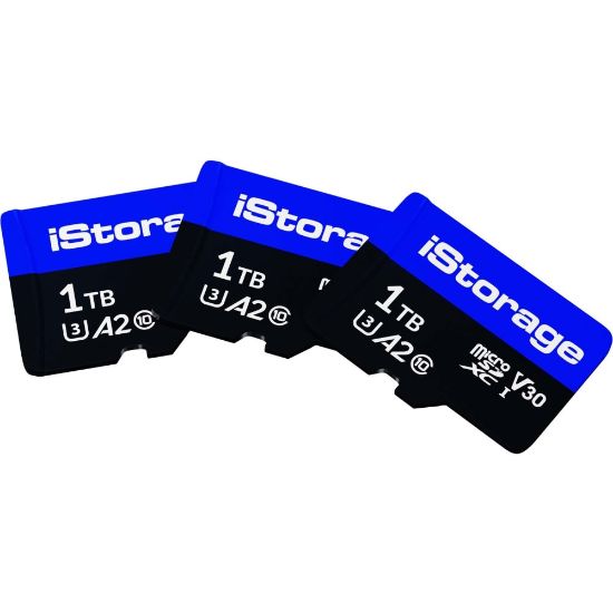 Picture of 3 PACK iStorage microSD Card 1TB | Encrypt data stored on iStorage microSD Cards using datAshur SD USB flash drive | Compatible with datAshur SD drives only - 100 MB/s Read - 95 MB/s Write