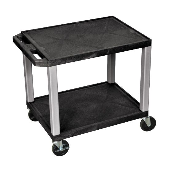 Picture of H. Wilson Tuffy 2-Shelf Plastic Utility Cart, 26inH x 19inW x 16inD, Black/Nickel