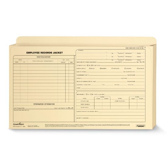 Picture of ComplyRight Expanded Employee Record Folders, Legal, 15in x 9 1/2in x 1in, Pack Of 25