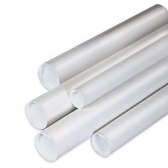 Picture of Partners Brand White Mailing Tubes With Plastic Endcaps, 2in x 43in, 80% Recycled, Pack Of 50