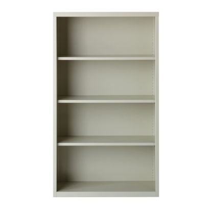 Picture of Hirsh 60inH 4-Shelf Metal Bookcase, Light Gray