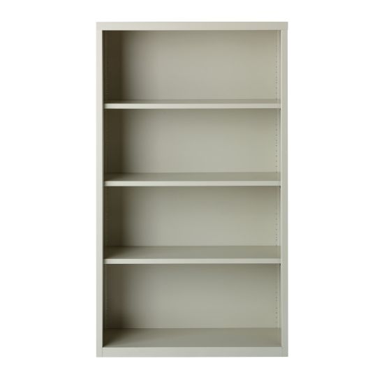 Picture of Hirsh 60inH 4-Shelf Metal Bookcase, Light Gray