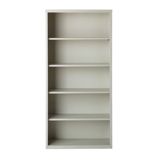 Picture of Hirsh 72inH 5-Shelf Metal Bookcase, Light Gray