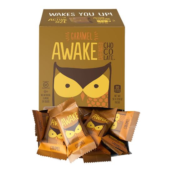 Picture of AWAKE Caffeinated Caramel Milk Chocolate Bites, 0.53 Oz, Pack Of 50 Bites