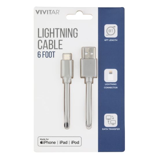 Picture of Vivitar Lightning To USB-A Cable, 6ft, Gray, NIL1006-GRY-STK-24