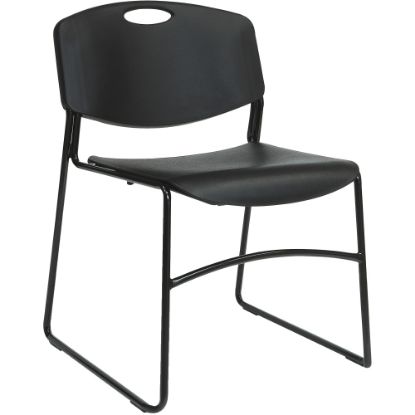 Picture of Lorell Big And Tall Plastic Stacking Chairs, Black, Set Of 4 Chairs