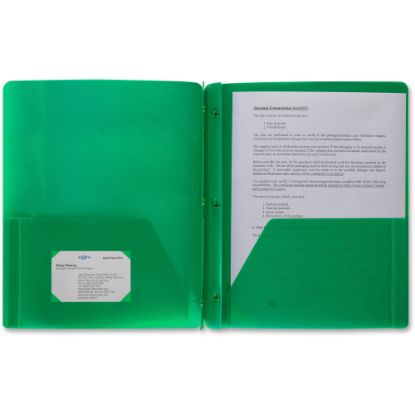 Picture of Business Source 3-Hole Punched Poly Portfolio, Letter Size, 8-1/2in x 11in, Green