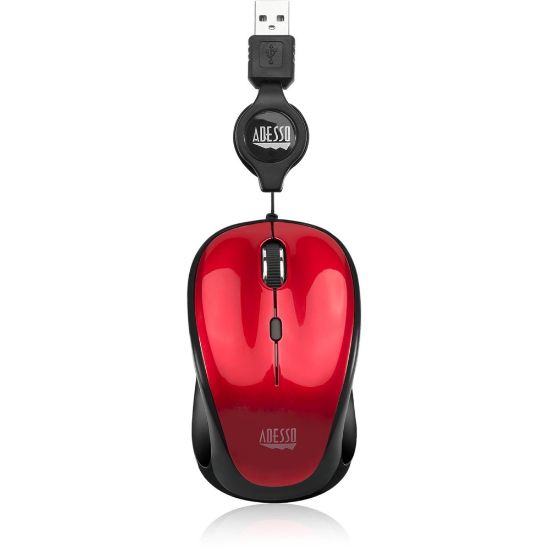 Picture of Adesso iMouse S8R USB Illuminated Retractable Mini Optical Mouse, Red