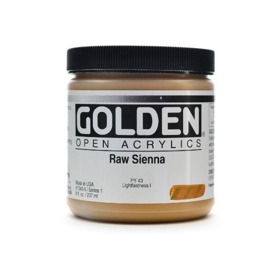 Picture of Golden OPEN Acrylic Paint, 8 Oz Jar, Raw Sienna