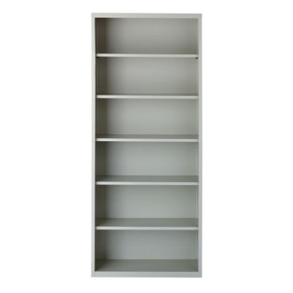 Picture of Hirsh 82inH 6-Shelf Metal Bookcase, Light Gray