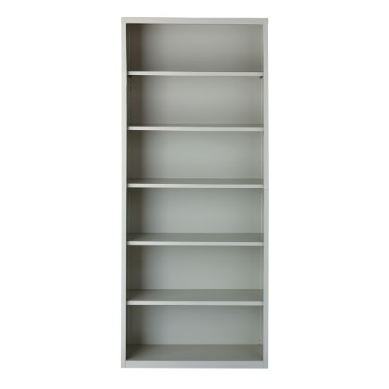 Picture of Hirsh 82inH 6-Shelf Metal Bookcase, Light Gray