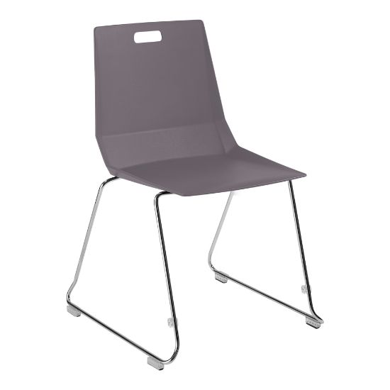 Picture of National Public Seating LuvraFlex Polypropylene Stacking Chairs, Charcoal/Chrome, Pack Of 4 Chairs