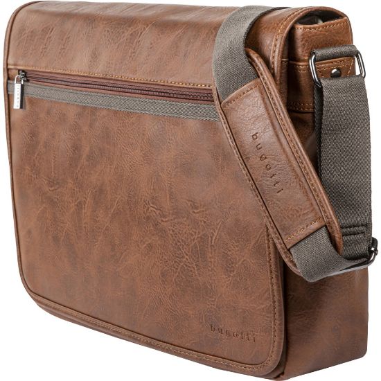 Picture of Bugatti Valentino Vegan Leather Messenger Bag With 15.6in Laptop Pocket, Cognac