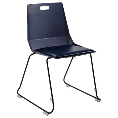 Picture of National Public Seating LuvraFlex Polypropylene Stacking Chairs, Blue Padded/Black, Pack Of 4 Chairs