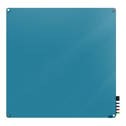 Picture of Ghent Harmony Magnetic Glass Unframed Dry-Erase Whiteboard, 48in x 48in, Blue