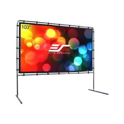 Picture of Elite Screens Yard Master Series OMS103HR - Projection screen with legs - rear - 103in (103.1 in) - 16:9 - Wraith Veil