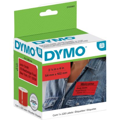 Picture of Dymo Label Writer Multi-Purpose Labels, 2-1/8in x 4in, Red, 220 Labels Per Roll