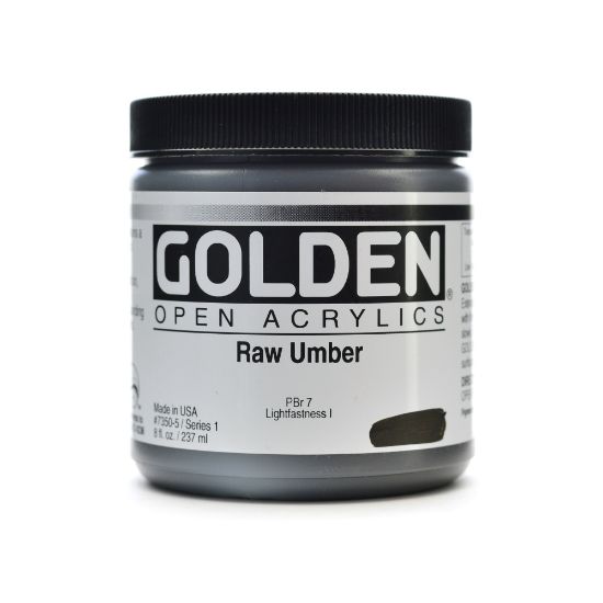 Picture of Golden OPEN Acrylic Paint, 8 Oz Jar, Raw Umber