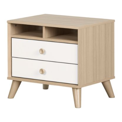 Picture of South Shore Yodi 2-Drawer Nightstand, 20-1/4inH x 22-1/4inW x 16-3/4inD, Soft Elm/Pure White