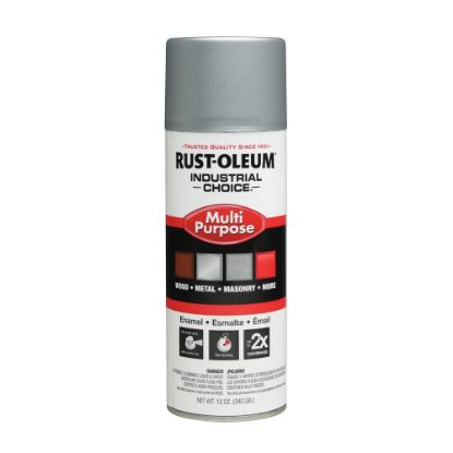 Picture of Rust-Oleum Industrial Choice 1600 System Multi-Purpose Enamel Spray Paint, 12 Oz, Gloss Dull Aluminum, Case Of 6 Cans