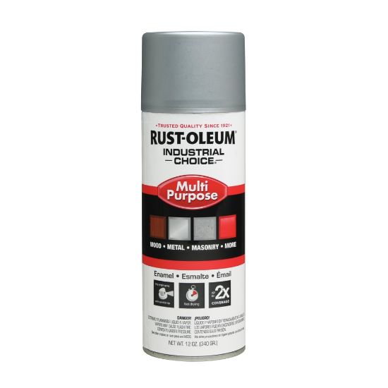 Picture of Rust-Oleum Industrial Choice 1600 System Multi-Purpose Enamel Spray Paint, 12 Oz, Gloss Dull Aluminum, Case Of 6 Cans