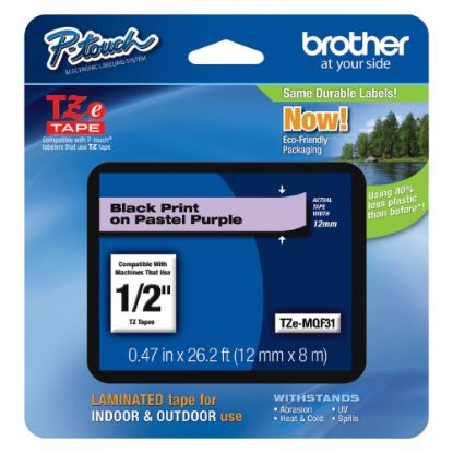 Picture of Brother PTouch Laminated TZe Tape, 0.47in x 26.2ft, Purple