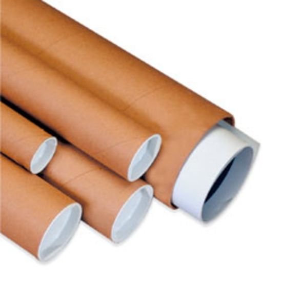 Picture of Partners Brand Kraft Mailing Tubes With Plastic Endcaps, 3in x 48in, Pack Of 24