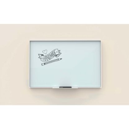 Picture of U Brands Non-Magnetic Glass Dry Erase Board, 47in X 35in, Frosted White Surface, Aluminum Frame with White Finish