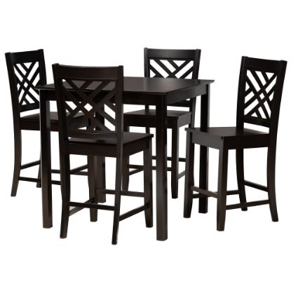 Picture of Baxton Studio Caron 5-Piece Pub Set, Dark Brown