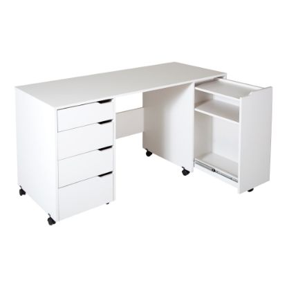 Picture of South Shore Crea Sewing Craft Table on Wheels, Pure White