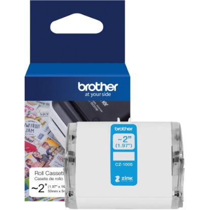 Picture of Brother Genuine CZ-1005 continuous length ~ 2 (1.97in) 50 mm wide x 16.4 ft. (5 m) long label roll featuring ZINK Zero Ink technology - 1 31/32in Width - Zero Ink (ZINK) - Paper - 1 Each - Water Resistant