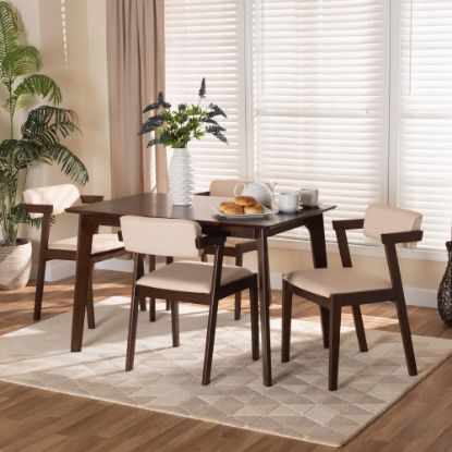 Picture of Baxton Studio Althea 5-Piece Dining Set, 29-15/16inH x 47-1/4inW x 29-1/2inD, Cream/Dark Brown