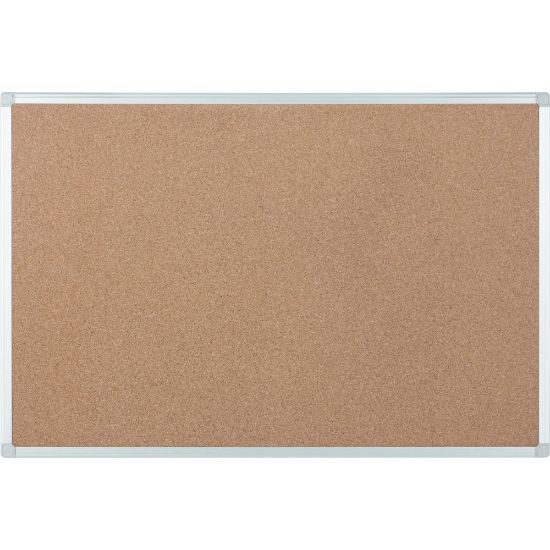 Picture of Bi silque Ayda Cork Bulletin Board, 24in x 18in, Aluminum Frame With Silver Finish