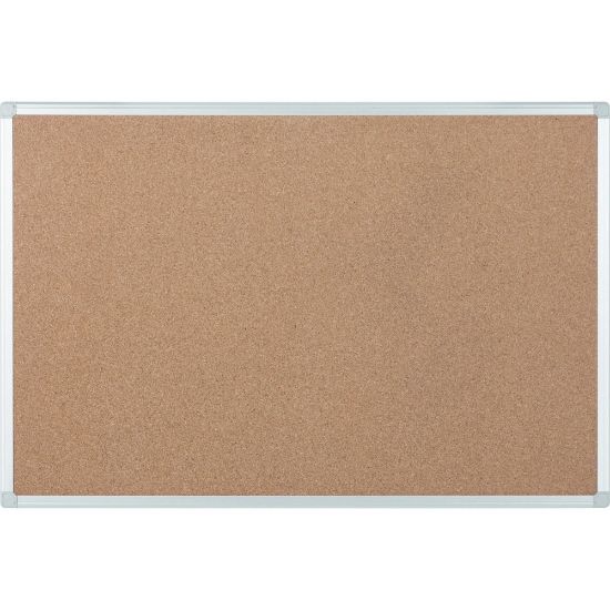 Picture of Bi silque Ayda Cork Bulletin Board, 48in x 36in, Aluminum Frame With Silver Finish