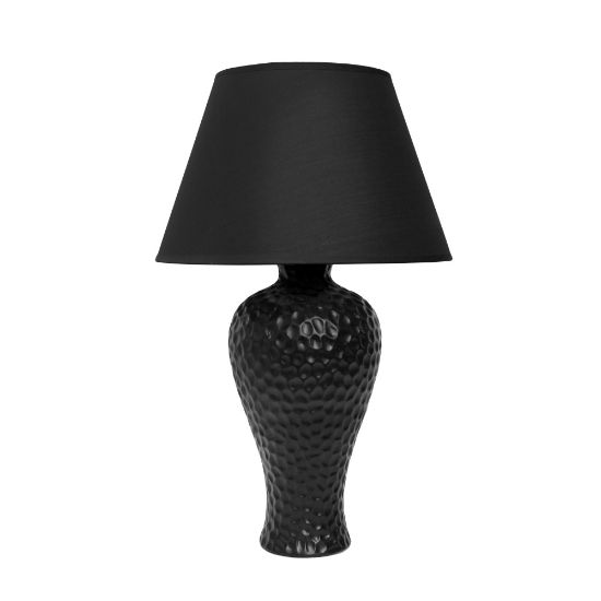 Picture of Simple Designs Textured  Stucco Ceramic Oval Table Lamp, 14.17inH, Black