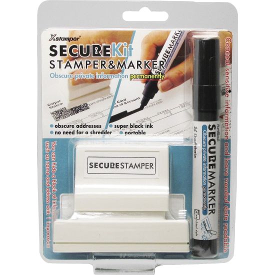 Picture of Xstamper Secure Privacy Stamp Kit - 1in Impression Width x 2.65in Impression Length - Black - 1 / Pack