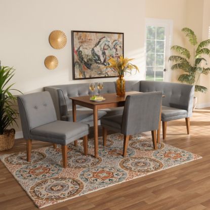 Picture of Baxton Studio Stewart Finished Wood 5-Piece Dining Set, Gray/Walnut Brown